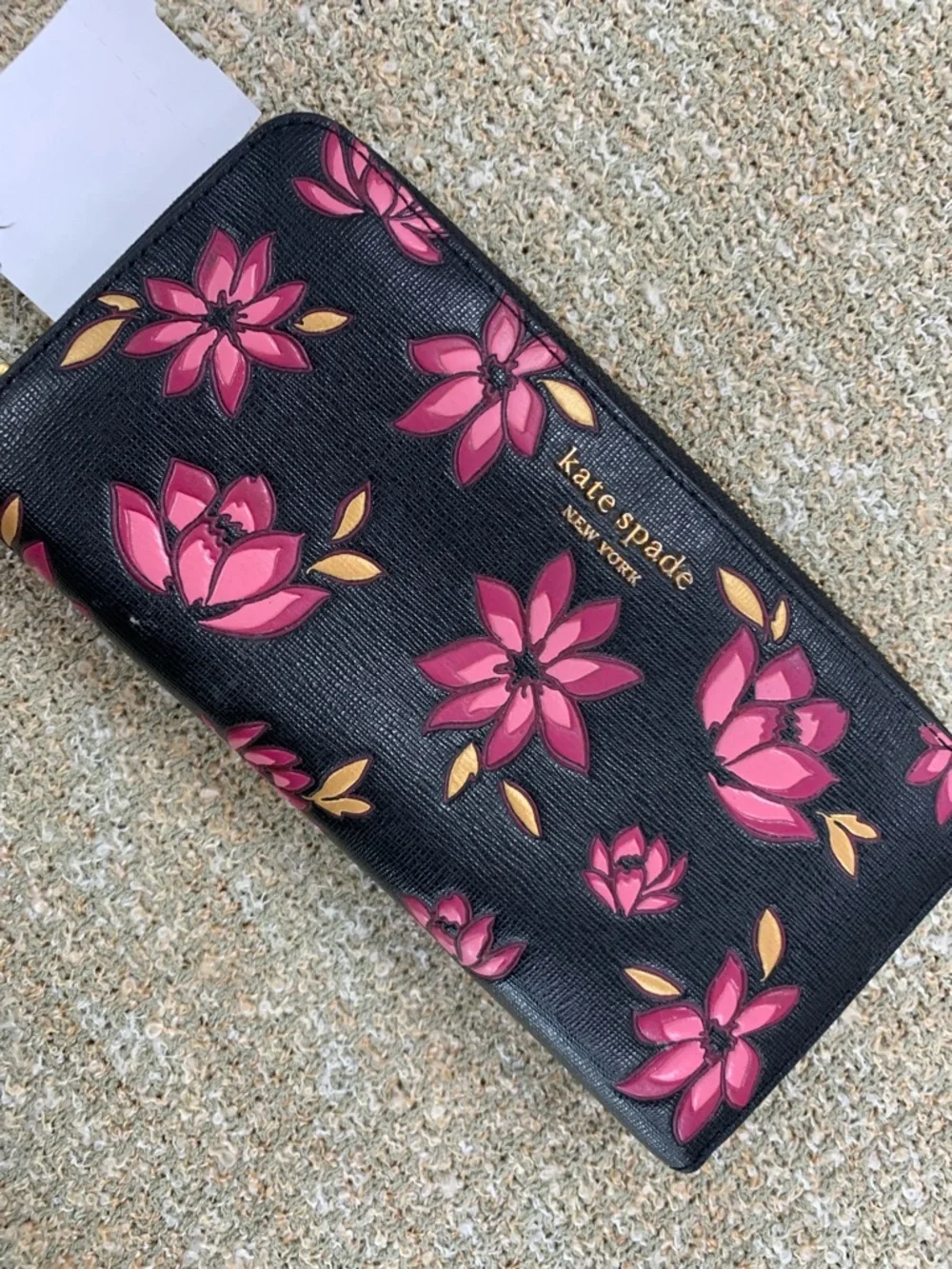 kate spade Black Wallet with Pink Floral Print